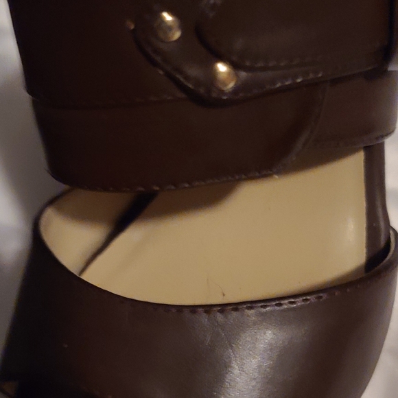 Liz Claiborne Wedge Sandles Brown leather size 6 - Picture 8 of 16